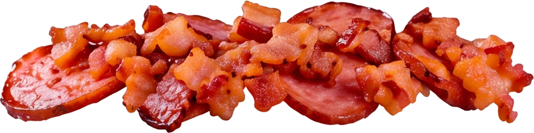 Bacon em pedaços com calabresa